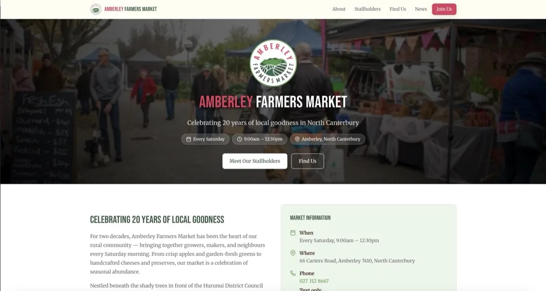 Amberley Farmers Market — new website