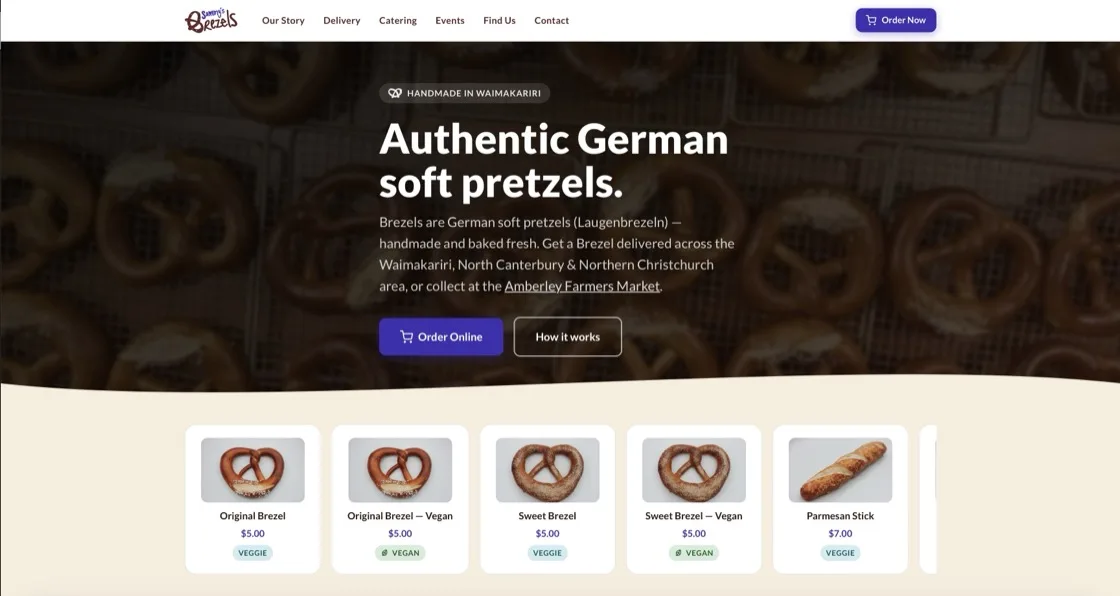 Sammy's Brezels — new website