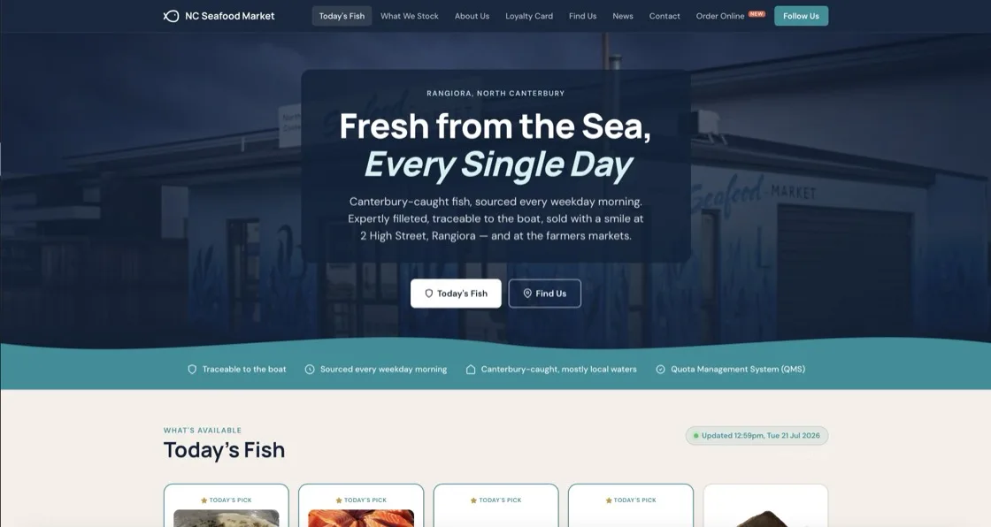 North Canterbury Seafood Market — new website